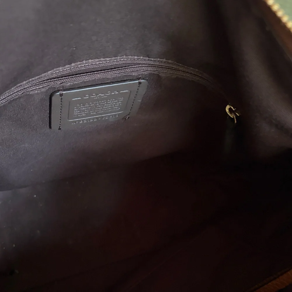 Coach Val Duffle Shoulder Bag Redwood Brown w Gold Pebbled Leather EUC - Picture 8 of 16